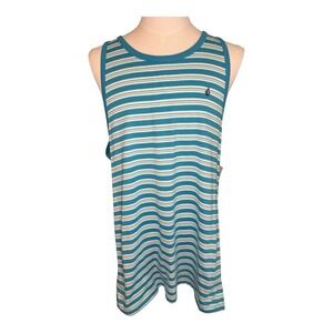 Volcom Striped Tank Top Sleeveless Casual‎ Beach Summer Blue White Size Small